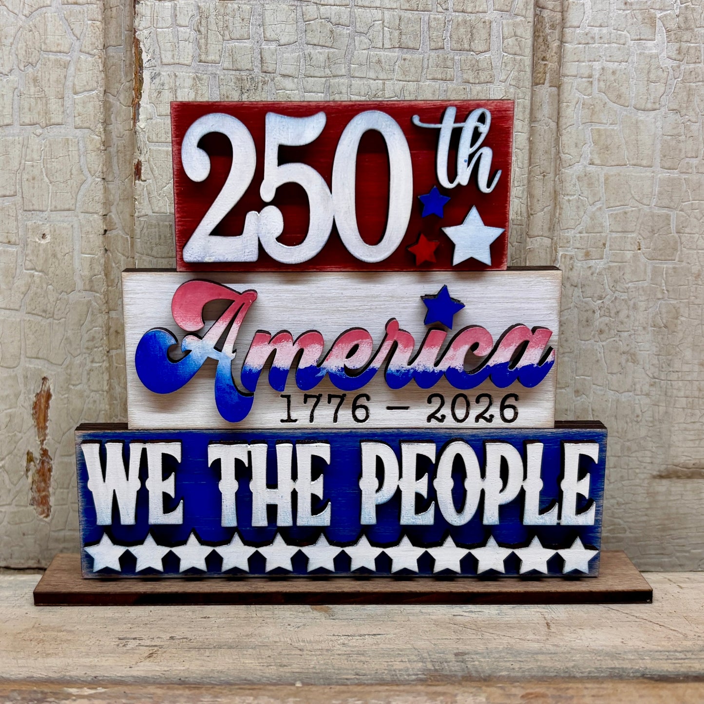 250th Patriotic Stacker Shelf Sitter