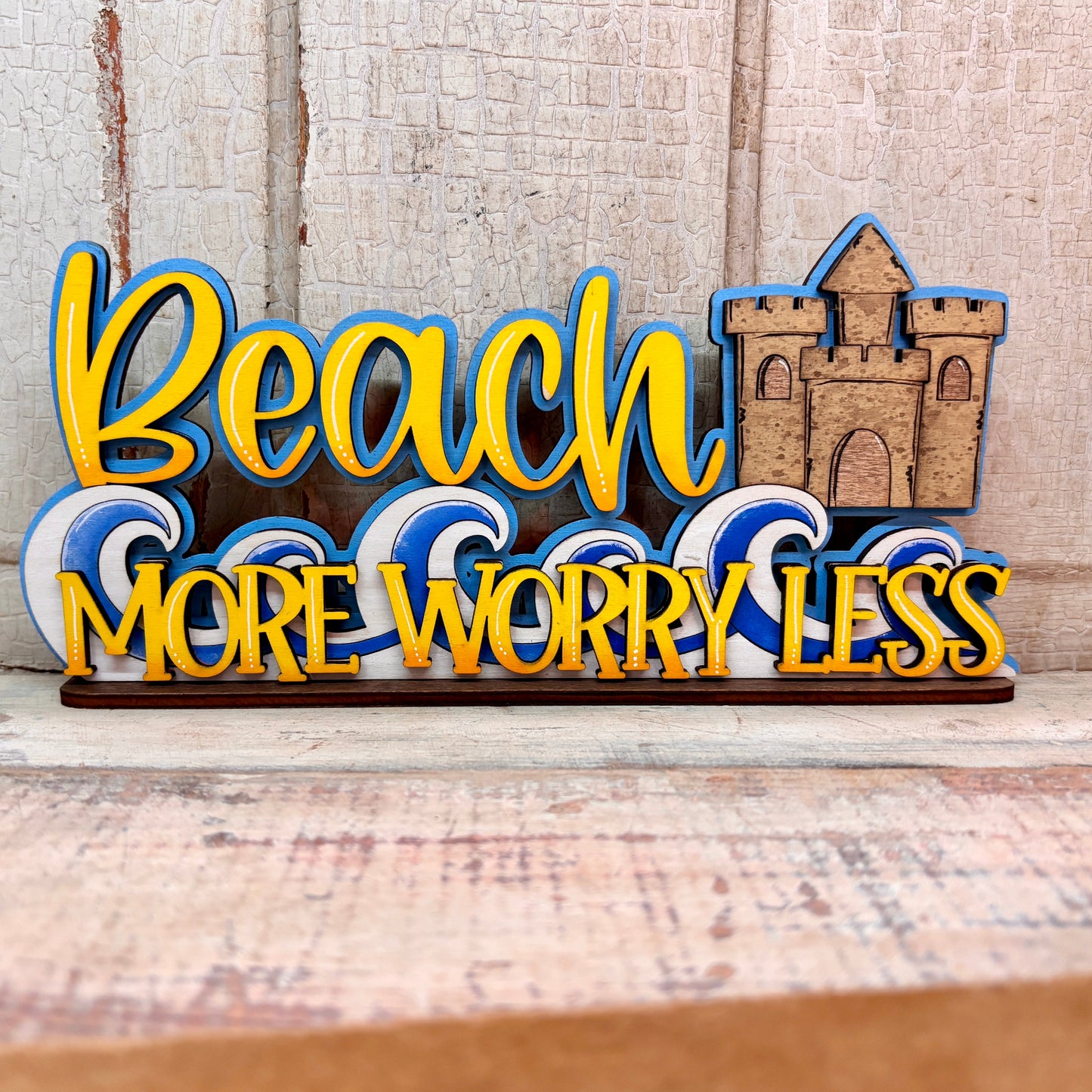 Beach More Worry Less Shelf Sitter