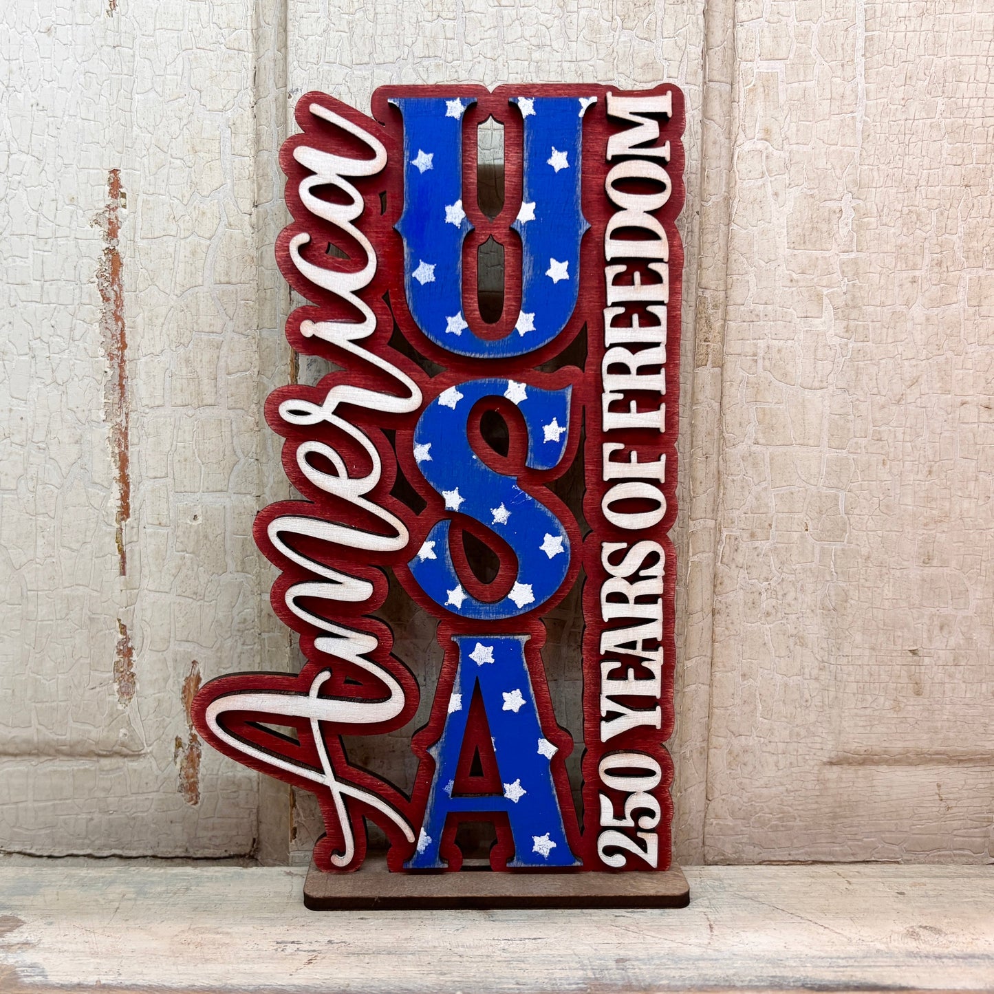 America USA 250 Years of Freedom Shelf Sitter