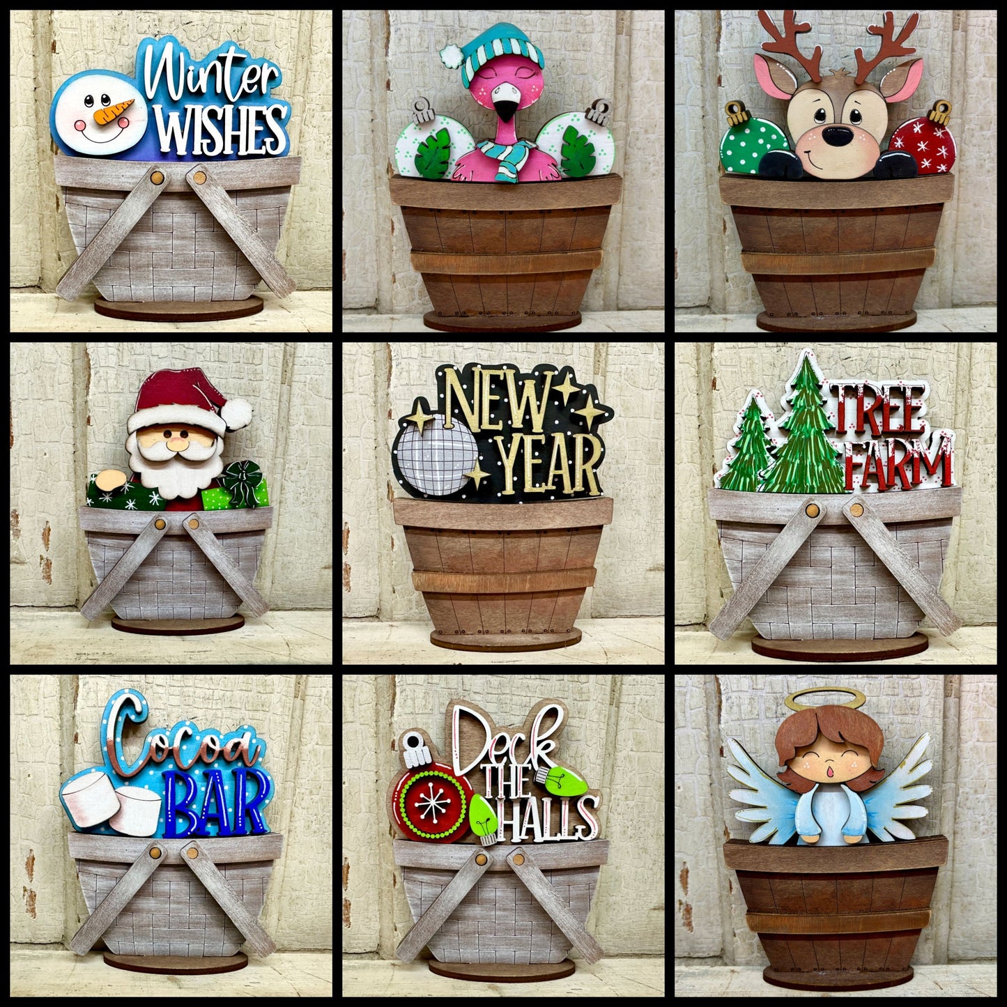 Christmas, Winter & New Year TINY Basket Inserts - Unpainted - 31 Designs