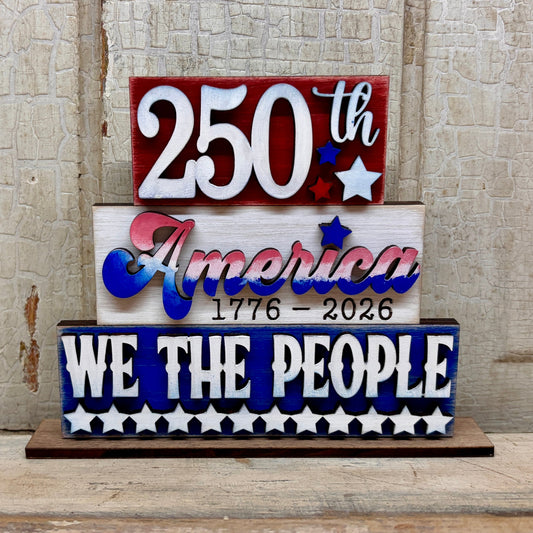 250th Patriotic Stacker Shelf Sitter