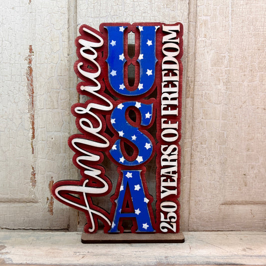 America USA 250 Years of Freedom Shelf Sitter