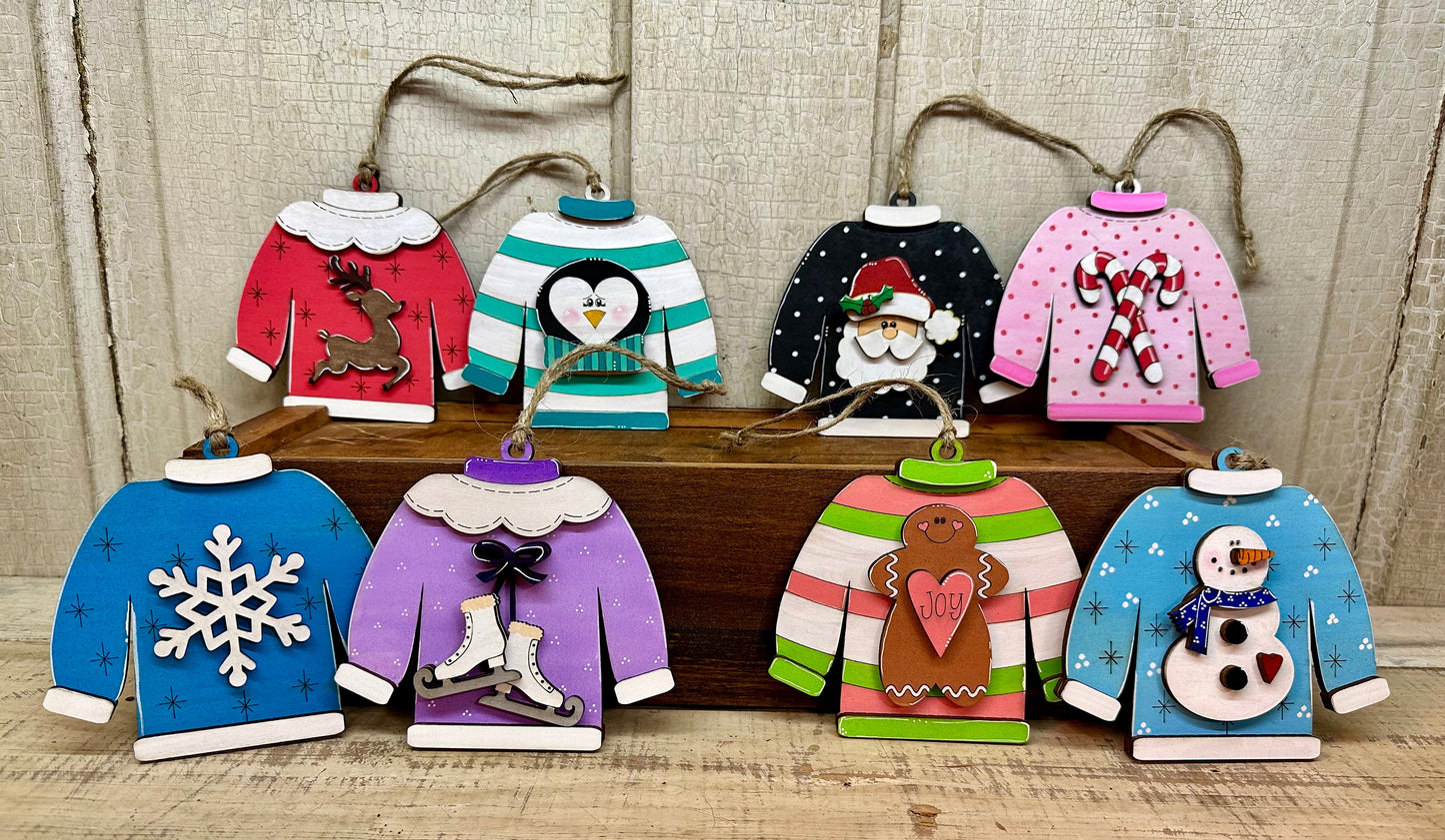 Christmas Sweater Ornaments - Individual or Set