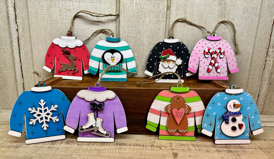 Christmas Sweater Ornaments - Individual or Set