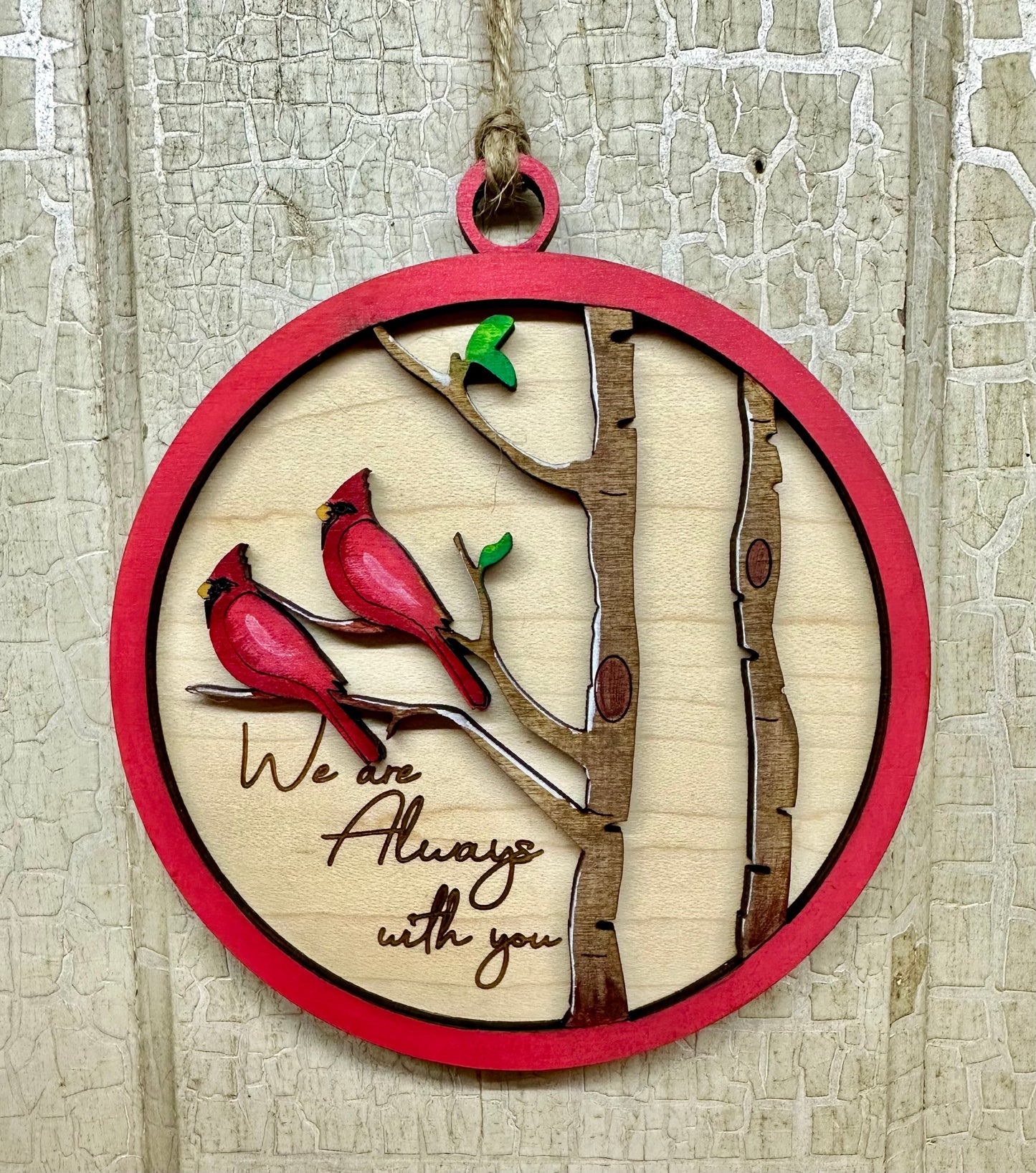 I (We) Always With You Cardinal Ornament - 1 or 2 cardinals